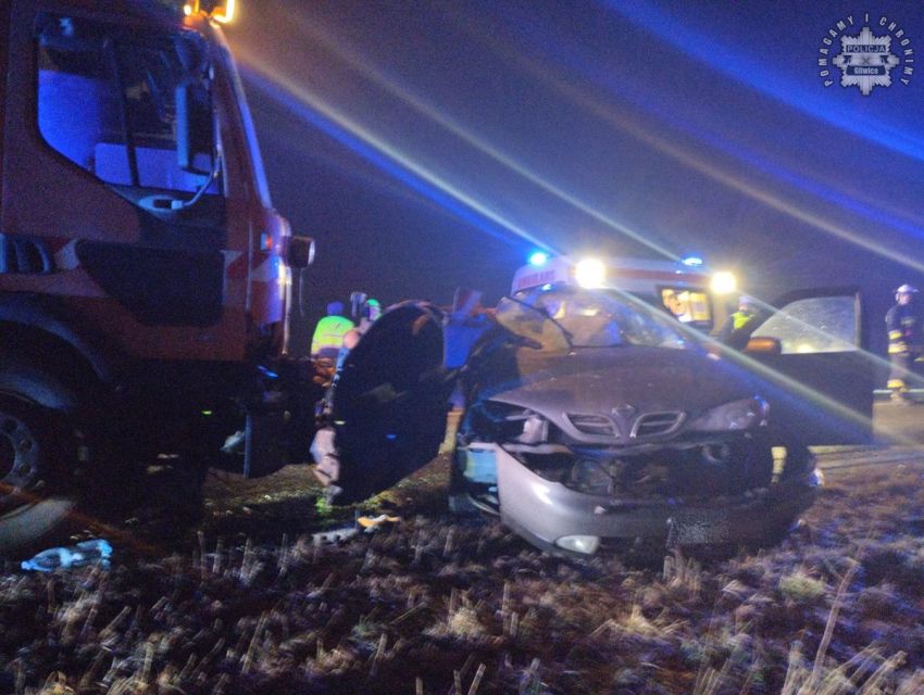 Tragiczny wypadek w Wilczej. Kierowca nissana zginął po czołowym zderzeniu - galeria