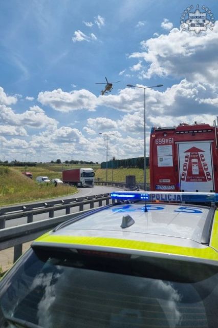 Wypadek motocyklisty na A1. Groźne zdarzenie w rejonie Żory-Rówień - galeria