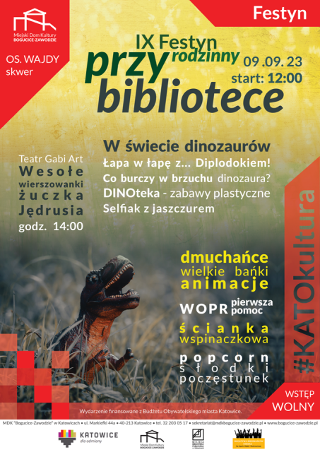 "W świecie dinozaurów". Festyn pod biblioteką na osiedlu Wajdy w Katowicach - galeria