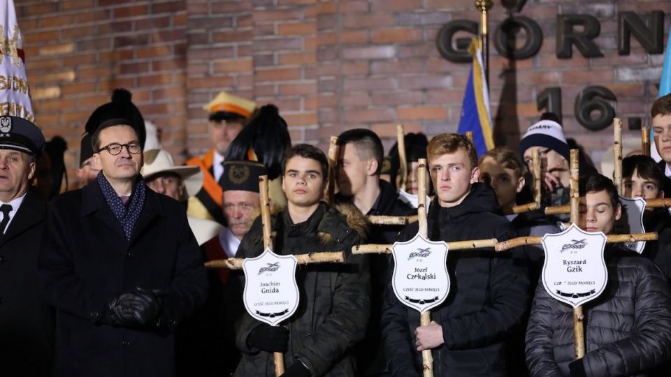 Premier Mateusz Morawiecki na obchodach rocznicy pacyfikacji strajku w kopalni Wujek