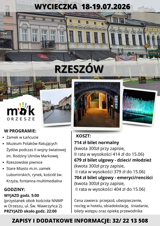 Rzeszów, Łańcut i Markowa w programie lipcowej wycieczki z Orzesza / fot. MOK Orzesze