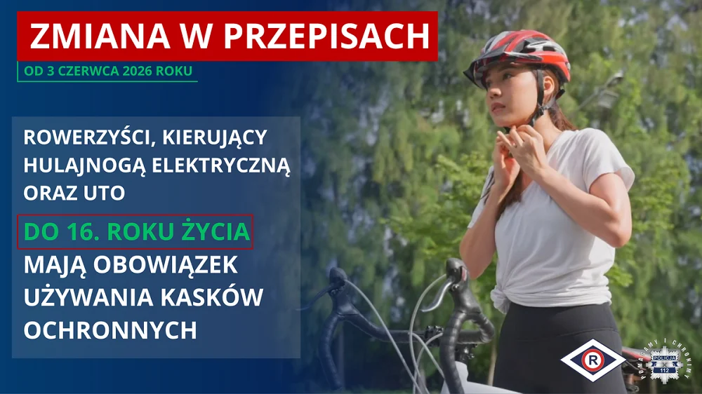 Od 3 czerwca kaski obowiązkowe dla dzieci i młodzieży. Zmiana obejmie rowery, e-hulajnogi i UTO